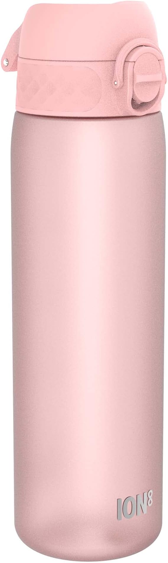 Ion8 Water Bottle, 500 ml/18 oz, Leak Proof, Easy to Open, Secure Lock, Dishwasher Safe, BPA Free, Hygienic Flip Cover, Carry Handle, Fits Cup Holders, Easy Clean, Carbon Neutral, Rose Pink