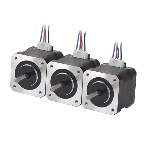 STEPPERONLINE 3PCS Nema 17 Stepper Motor 1.5A 12V 45Ncm (63.74oz.in) 4-Lead 39mm Body W/ 1m Cable and Connector for DIY CNC/ 3D Printer/Extruder