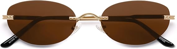 SOJOS Retro Oval Sunglasses Womens Trendy Rimless Sun Glasses Vintage Narrow Shades SJ1242