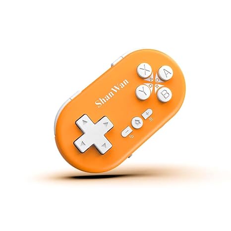 ShanWan Bluetooth Gamepad Keychain Sized Mini Controller for Switch 2, Windows, Android, iOS & PS4(Orange -yellow)