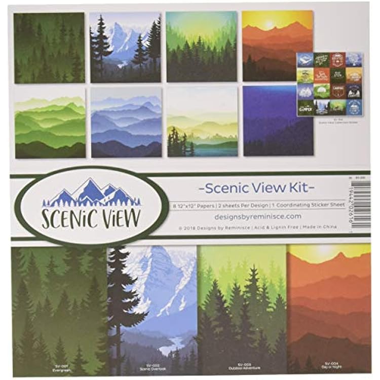 Reminisce Scenic View Scrapbnook Scrapbook Collection Kit, Multi Color Palette, 12x12 inches
