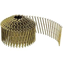 HiKOKI VS2557N Wire Connecting Nails, Total Length 2.2 inches (57 mm) x Shaft Diameter 0.1 inches (2.5 mm), Roll, For Nail Drivers, For Wood, 300 x 30 Rolls, Yellow Coated, Convex Wind, Screw Shape