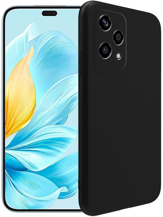 Silicone Case for Honor 200 Lite, Silky-Soft Touch Full-Body Protective Case, Shockproof Bumper Protection Cover with Microfiber Lining (Black)