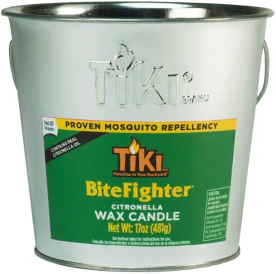TIKI Brand BiteFighter Galvanized Citronella Wax Candle in Metal Bucket, 17 Ounce
