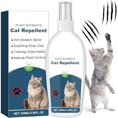 Cat Deterrent Spray, Botanical Cat Repellent Spray for Furniture, Gentle for Indoor & Outdoor Use, Helps Stop Urine Marking & Scratches, Effective Training Aid, 100ml