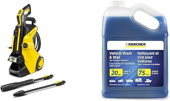 Karcher K5 Power Control Max 2500 PSI Electric Pressure Washer with Vario & DirtBlaster Spray Wands - 1.55 GPM & Karcher - Pressure Washer Car Wash & Wax Cleaning Soap Concentrate 1 Gallon
