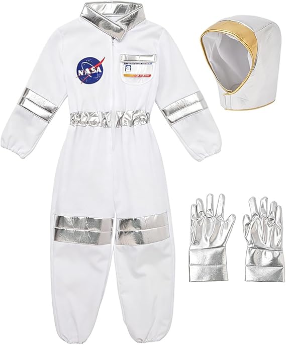 Astronaut Costume for Kids Pilot Costume Helmet Halloween Costume | Space Suit with Astronaut Helmet Halloween Costumes for Kids Role Play Dress up