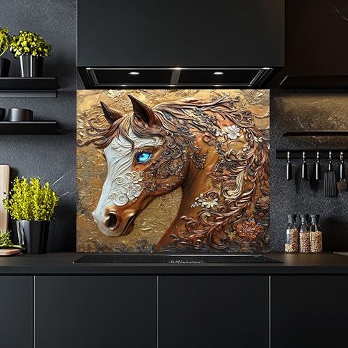 Tempered Glass Backsplash, Horse Glass Backsplash, Kitchen Backsplash Behind Stove, Glass Backsplash for Kitchen, Rustic Stove Backsplash