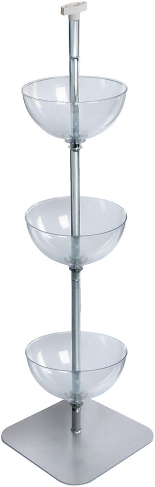 Azar Displays 751403 Product Display Bowls for Retail Stores - Stacked Bowls with Rack & Flat Base - Floor Standing Tiered Bowls - Mobile Product Display Stand - Produce Merchandisers