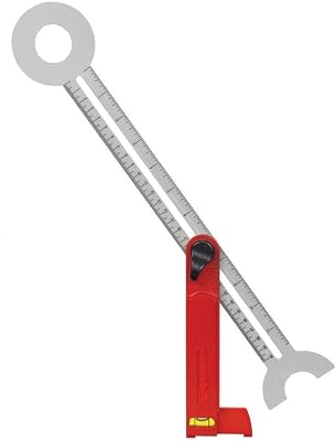 303 Ceramic Hole Marker - PVC Sliding Ruler - IN & CM Gradations - 90 Wing, Markings Every 15 & 2 Hole Sizes 72mm and 32mm - Fiberglass Reinforced Polymer Handle & Ergonomic Screw Lock