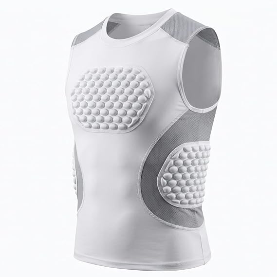 Youth Padded Compression Shirt Chest Protector for Football Baseball Softball Rugby Lacrosse Rib Sternum Guard Padded Shirt