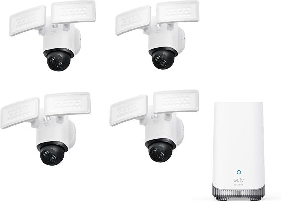 eufy Security Camera Floodlight Camera E340 4kit & HomeBase S380 (Bundle)