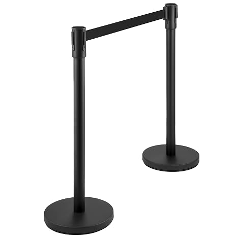 DEXSO Crowd Control Barriers, Stanchions with Retractable Belts 6.5Ft