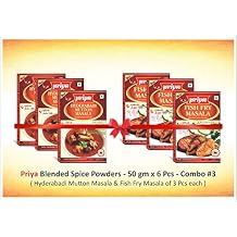 Priya COMBO - Mutton Masala ( 50gm x 3 ) & Fish Fry Masala (50gm x 3) - Pack of 6