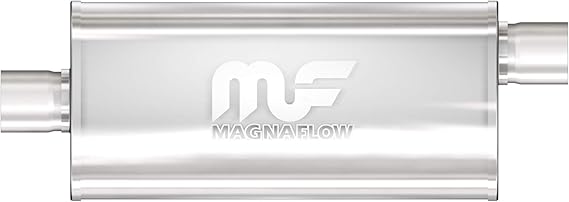 MagnaFlow Performance Exhaust Muffler 12226: 2.5"/2.5" Inlet/Outlet, 5x8x14" Oval, Stainless Steel, Satin Finish