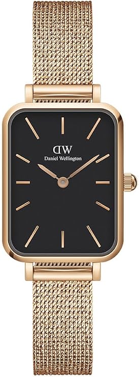 Daniel Wellington Quadro Pressed Womens Watch 20x26mm Square Case, Japanese Quartz Movement, Stainless Steel Mesh Strap, Water Resistant, Rose Gold Watch for Women - Melrose
