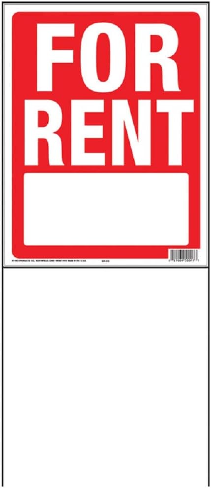 HY-KO Products SIY-213 FOR RENT Sign w/Frame