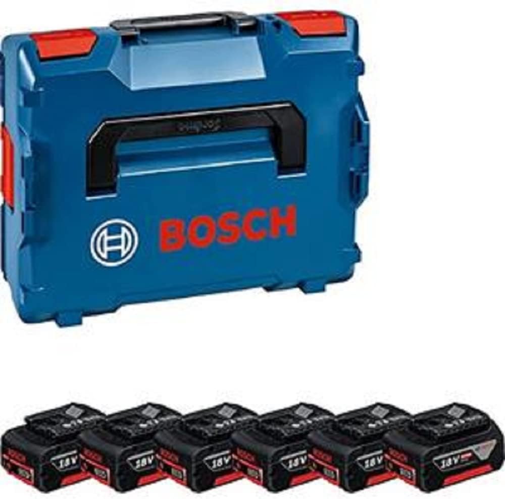 Bosch Professional 18V System Rechargeable Battery Set: 6 x GBA 18V 4.0 Ah incl. 11 L-BOXX inlay for starter sets, in L-BOXX 136