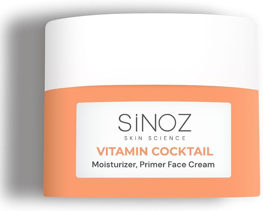 Sinoz Vitamin Cocktail-Humidizing Nourishing Repair Face Cream (Vitamin C+B3+B5+E) and Makeup Base 50Ml