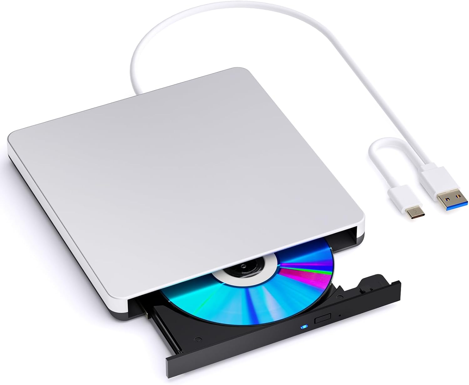 ブルーレイドライブ外付け blu-rayプレイヤー再生読み書usb-aと type-cBD/DVD/CDプレーヤー 外付けブルーレイ ドライブ ブルーレイディスク対応WIN7-11/MAC対応 blu-rayプレイヤー （silver）