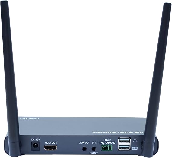 Wireless HDMI Transmitter and Receiver 4k,328ft Wireless HDMI Extender with IR Remote,KVM and RS232,Streaming Audio Video from Laptop/PC/DVD to HDTV,Projector and Monitor(W08A)(Gray RX)