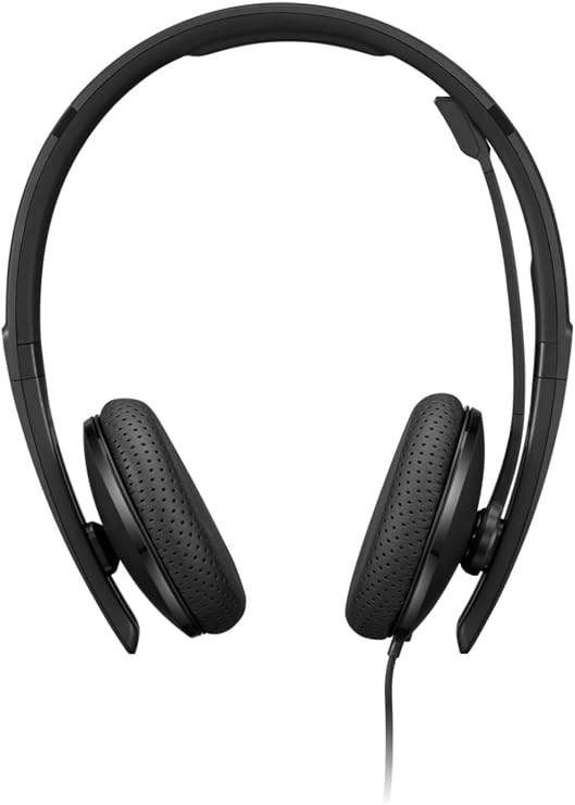 Lenovo Wired VoIP Headset (UC) with EPOS BrainAdapt & ActiveGard Technology, Zoom Certified, UC Platform Optimized, USB-C Plug, Lightweight Design, Hearing Protection, Plug-and-Play, Comfortable