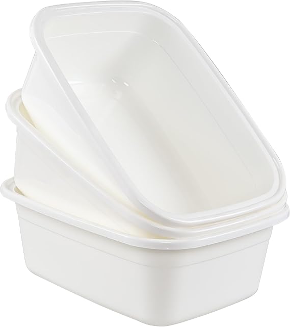 3 Pack 18 Quart Large Plastic Wash Basin Tub, Rectangular Dishpan | High Quality Plastic, Household Use, Smooth Surface, For Washing, Cleaning, Storage