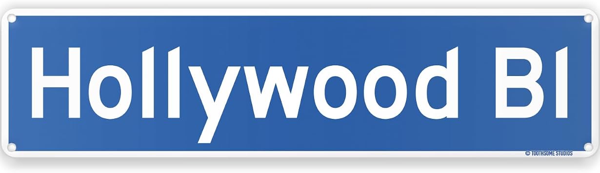 Hollywood Boulevard Los Angeles Theme Street Sign 16" x 4" Tin Wall Decor City Of Angels Home Bar Decoration HollywoodBlStreet