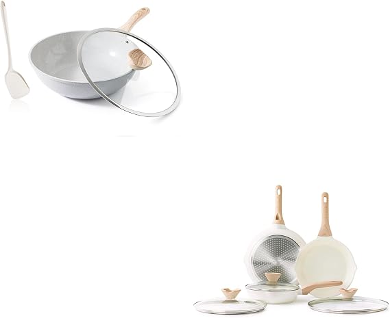 Ceramic Nonstick Frying Pan Skillet Set with Lid, 3 Piece Ceramic Pans for Cooking Non Toxic, Healthy Induction Cookware, Stay-Cool Handle, PFOA & PFAS Free (8 Inch, 9.5 Inch, 11 Inch)