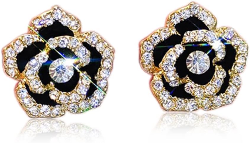 Rhinestone Crystal Flower Stud Earrings for Women