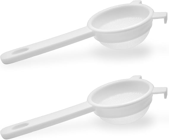 Fermentaholics Nylon Mesh Strainer White Plastic Versatile Kitchen Strainer for Straining & Transferring Kefir, Kombucha, Canning, Tea, Juicing 2 Pack
