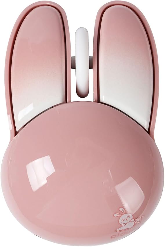 Dual Mode (BT+2.4G) Rabbit Bluetooth Wireless Mouse, Cute Animal Bunny Shape Kawaii Mouse Silent Optical Cordless Mice 1200 DPI Portable Travel Mouse for PC Laptop Computer Gift (Pink)