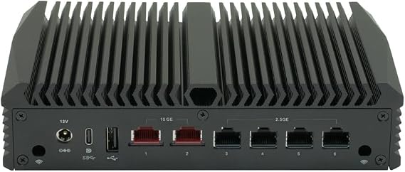 Qotom Q10922H6 Barebone System Mini PC N100, 4X 2.5G LAN 2X 10G Desktop Computer