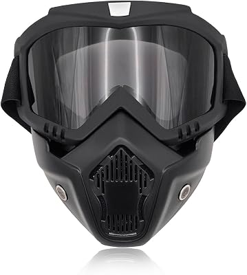 Motorcycle Goggles, Windproof Dirt Bike Helmet Riding Goggles with Removable Face Mask, Motorcycle Accessories Gray