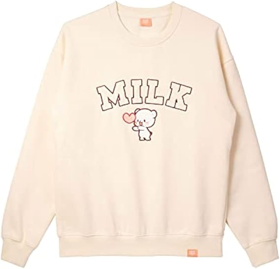 Milkmochabear Official Oversized Varsity Crewneck Casual Unisex Sweatshirt Soft Embroidered Men Women