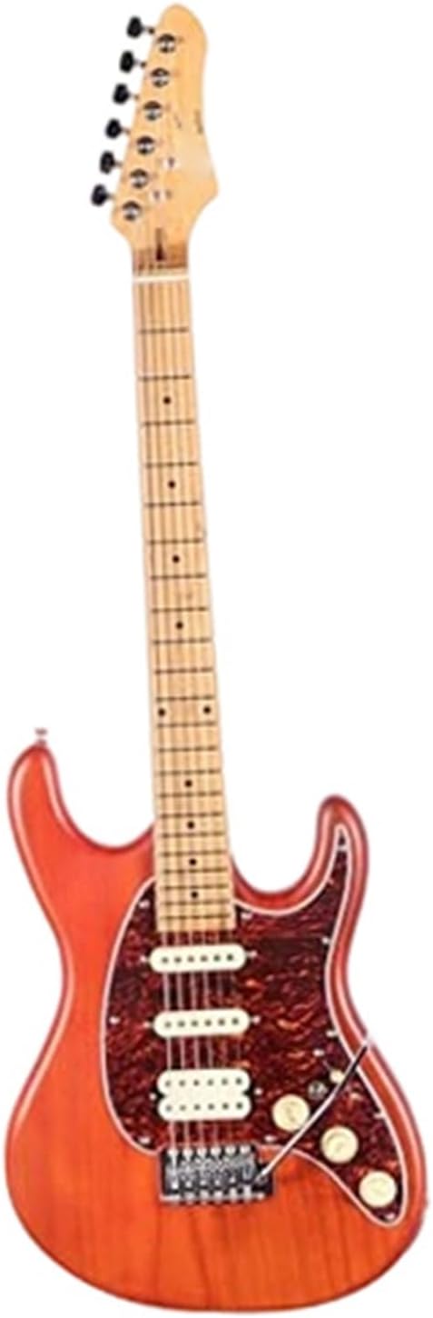 Beginner Electric Guitar 7 String Adjustable Bridge Electric Solid Body Guitar Maple Wood SSH Pickup Red