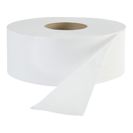 Boardwalk 1-Ply Recycled 9' JRT Fr. Jumbo Roll Toilet Paper, 12-Pack, White, Septic Safe, Compatible with Most Dispensers, Embossed Bath Tissue, 3.3" x 2,000Ft,
