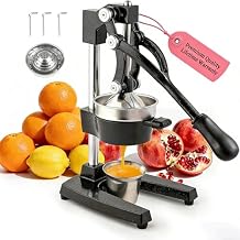Cast Iron Juicer Hand Press, Heavy-Duty Manual Juicer Juice Press, Easy-to-Clean Hand Press Juicer Juice Presser Manual for Citrus Orange Lemon (Black)