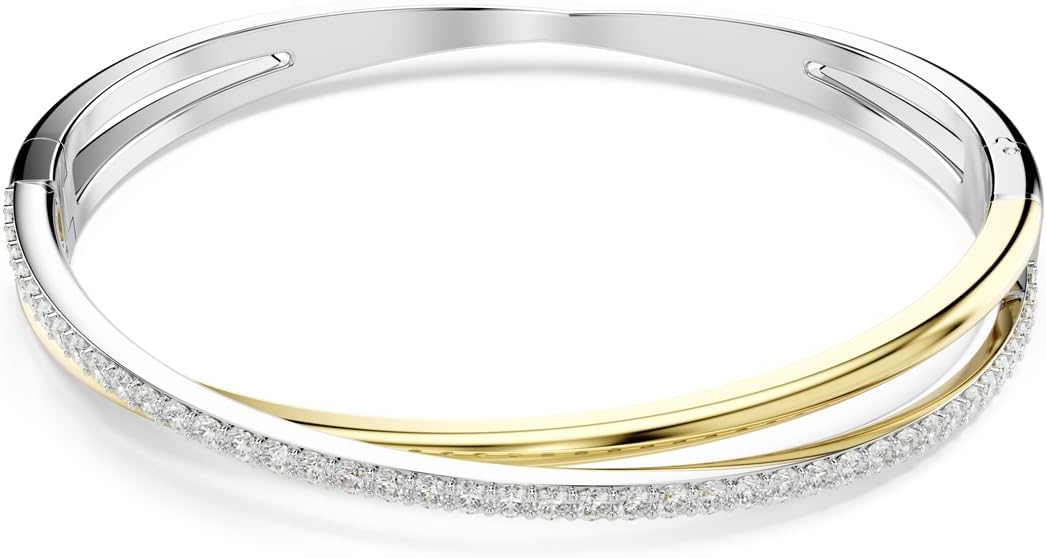 Swarovski Hyperbola bangle, Round cut, Clear, Mixed Metal Bangle