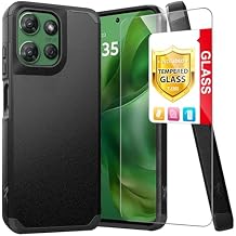 TJS Compatible with Motorola Moto G Power 5G 2025 Case, with Tempered Glass Screen Protector, Dual Layer Hybrid Magnetic Support Shockproof Heavy Duty Phone Case for Moto G Power 5G (Black)
