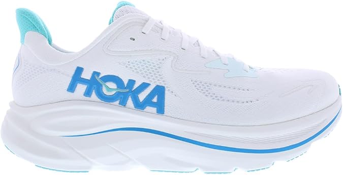 HOKA Clifton 10 Mens Shoes Size 12, Color: White/Skyward Blue