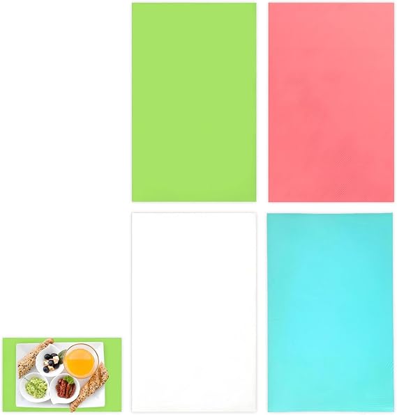 4 Pcs Fridge Shelf Liner, Waterproof Antibacterial Fridge Mats, Refrigerator Pad, Non-Slip, Washable, DIY, for Refrigerator Cupboard Drawer, 45×29cm
