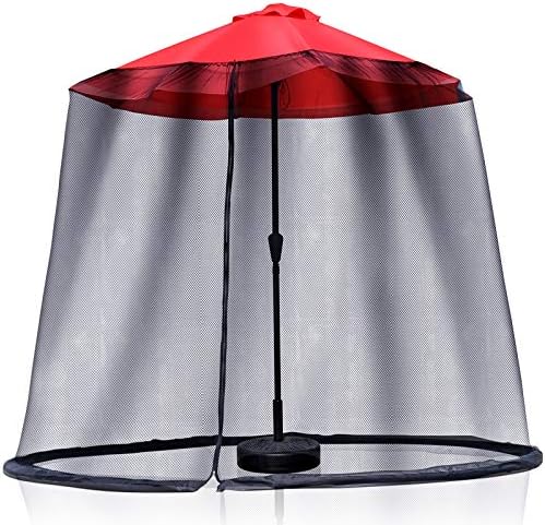 Topmart Patio Umbrella Mosquito Nets 9-10ft,Umbrella Cover Mosquito Netting,Polyester Mesh Screen with Zipper,Fits 9-10FT Outdoor Umbrellas and Patio Tables