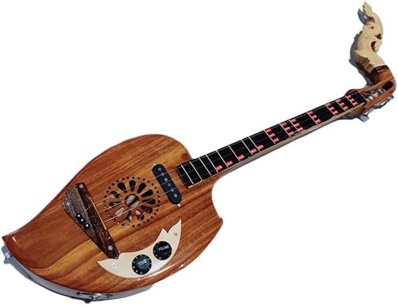 Isarn Acoustic Electric Phin 3 Strings, Thai Lao Guitar Musical Instrument, Traditional Thai Classical Musical Pin106