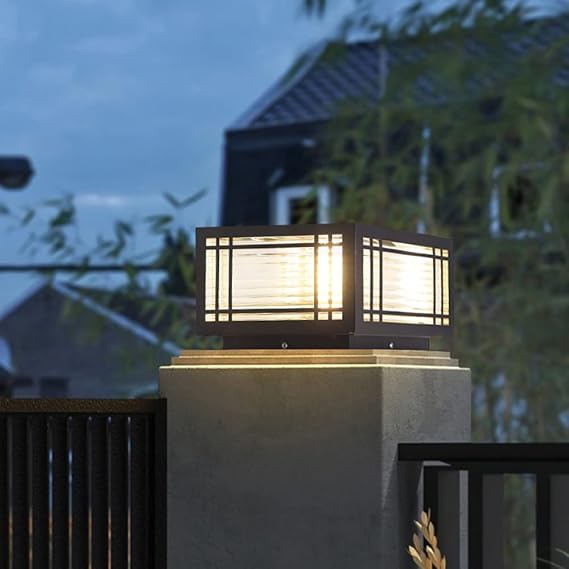 Outdoor Post Lights Hardwired, Large 15.75In Column Lights with 3000K Bulbs | Modern Flat Surface Pillar Lights, Waterproof Square Fence Pillar Lamps, Outside Housing Post Mount Light, Yard Bollard Light