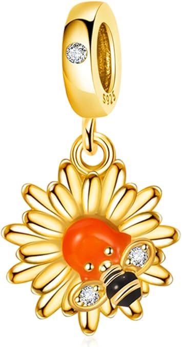 Doyafer 925 Sterling Silver Charms Iron Cool Man Golden Bear Cute Mouse Beads For Women Bracelets Necklace Gifts for Family and Friends 3 Piece/Package