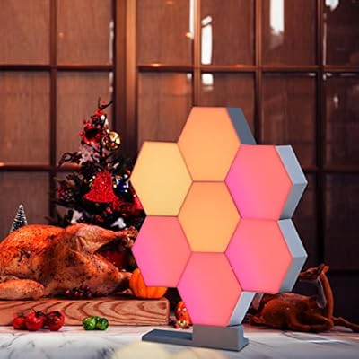 Yescom APP Control 7 Pack Smart LED Light Panels Hexagon Smarter Kit Aesthetic Splicing Lamp Compatible with Alexa & Google for Gaming Party Bedroom Decor