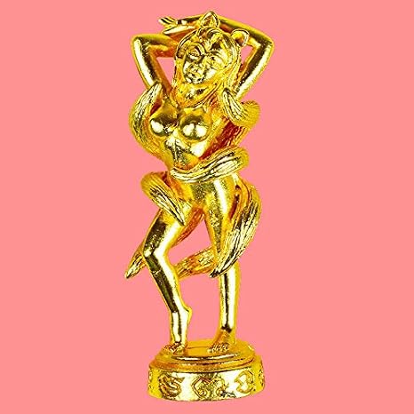Authentic Thai amulets 9 Tails Fox Lady Nangphaya Chingchok 9 Hang Sumrit Gold Material Magic Charm Lucky Love Rich Lp Nearkeaw