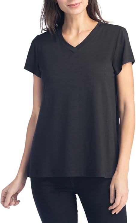 Fishers Finery Women's Ecofabric Short Sleeve V-Neck Tee; Relaxed Fit