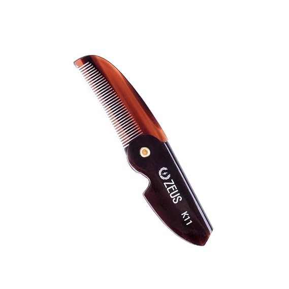 ZEUS Folding Mustache Comb for Men, Handmade Pocket Comb (Traditional)
